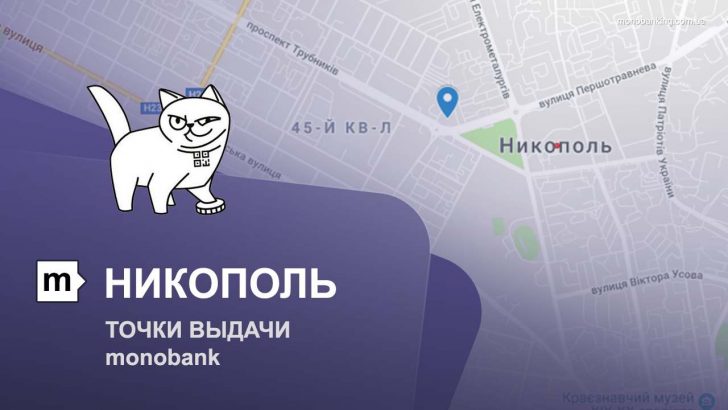 Карта отделений и точек выдачи в городе Никополь